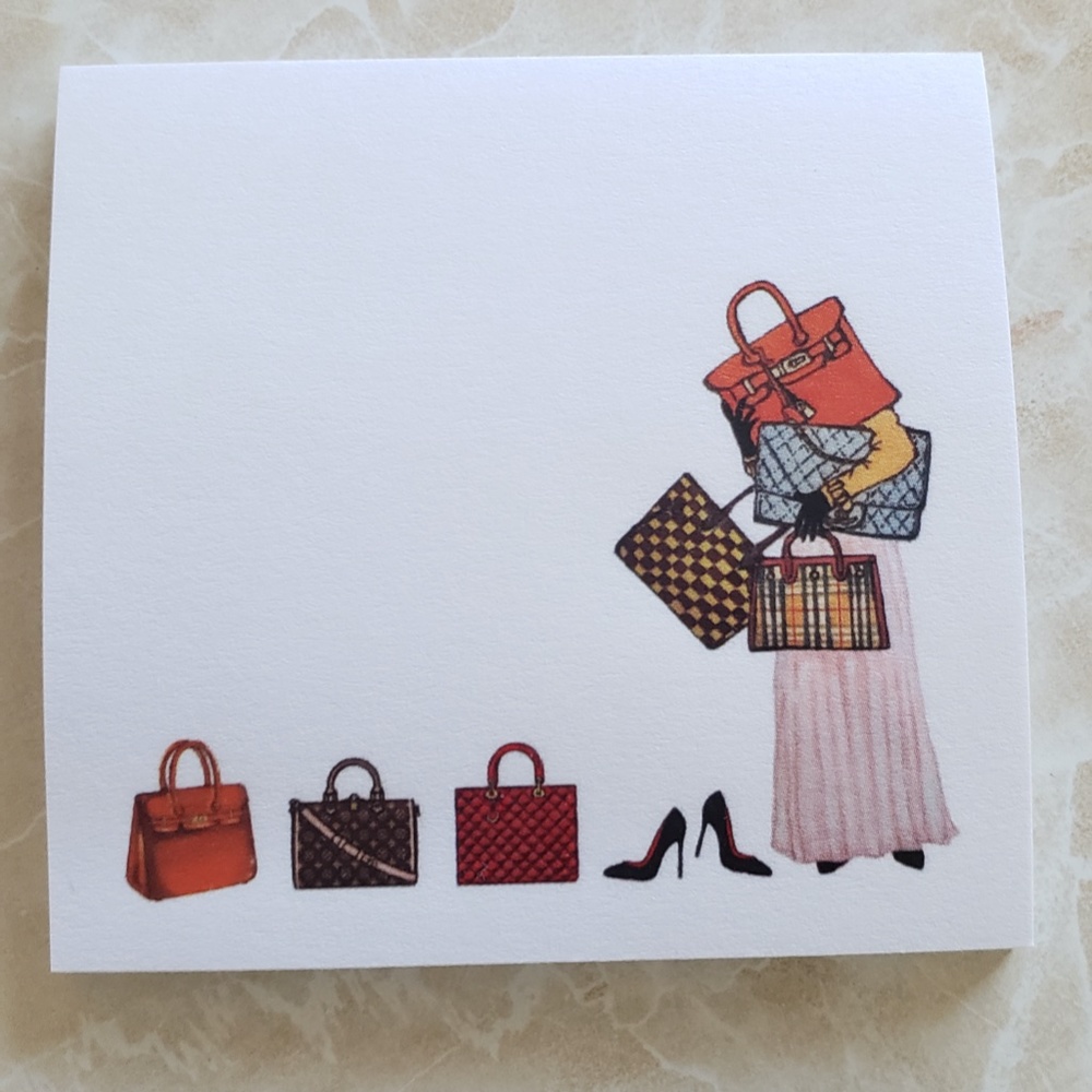 x4 NWT Fashion Post Its Sticky Notes Fashion Handbag Unique Sketches